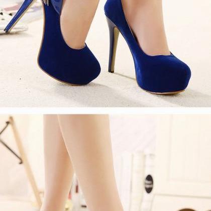 royal blue heels with bow