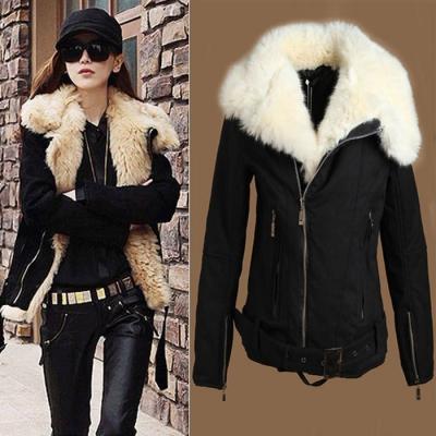 Women'S New Warm Lush Fur Winter Coat Black Outerwear Jacket Parka