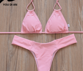 Hot Pink Pure Color Two Piece Bikinis Swimwear Bathsuit on Luulla