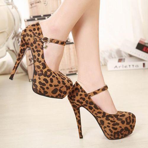 leopard square heels