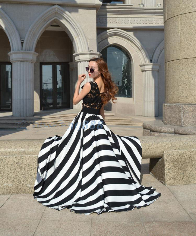 black and white lace gown
